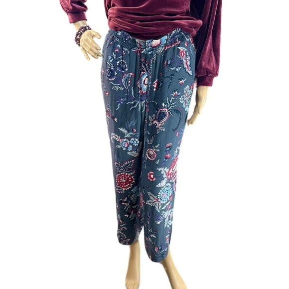 (5 for $25) LOFT Petite Gray Floral Wide Leg Casual Pants Size XXSP - Picture 1 of 5